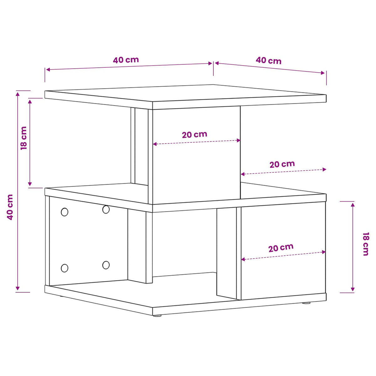 Side Table Black Oak 40 x 40 x 40 cm Engineered Wood