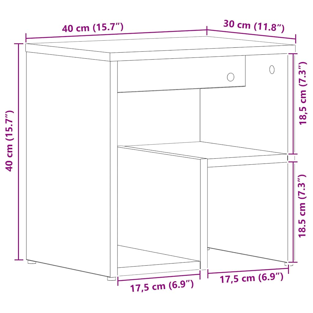 Bedside Cabinet 2 pcs Black Oak 40 x 30 x 40 cm Engineered Wood