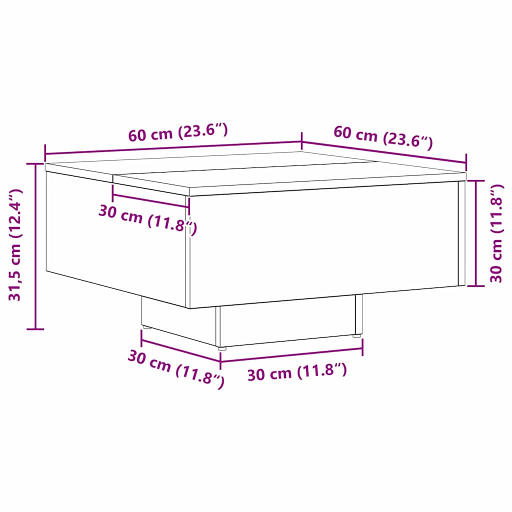 Coffee Table Black Oak 60 x 60 x 31.5 cm Engineered Wood