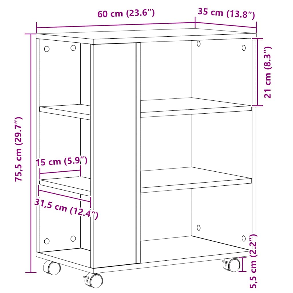 Storage Cabinet 60 x 35 x 75 cm Engineered Wood Black Oak