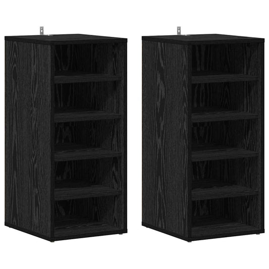 Shoe Cabinet 2 pcs 32 x 35 x 70 cm Engineered Wood Black Oak