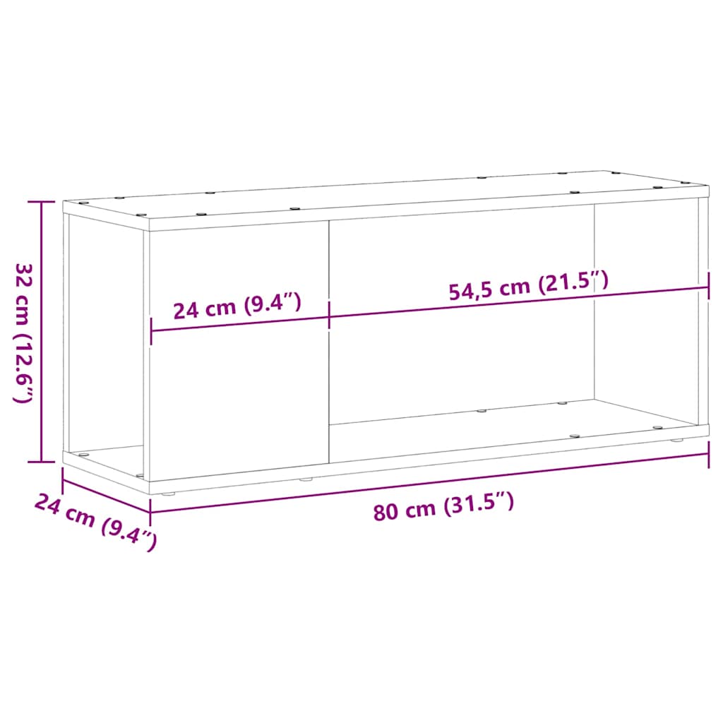TV Cabinet Set 80 x 24 x 32 cm Black Oak Engineered Wood