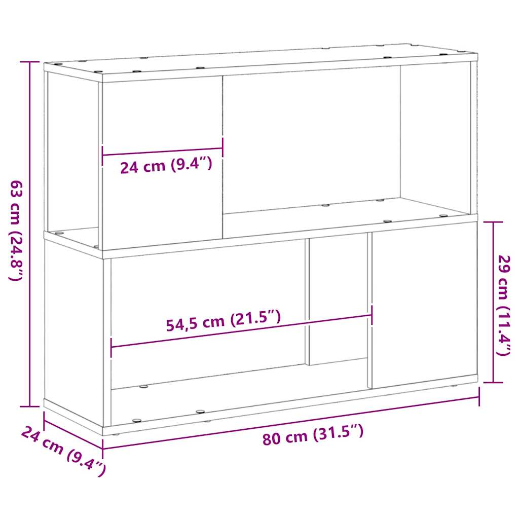 TV Cabinet Set 80 x 24 x 63 cm Black Oak Engineered Wood