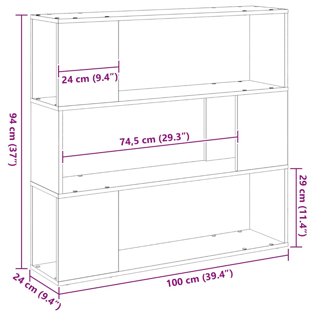 TV Cabinet Set 100 x 24 x 94 cm Black Oak Engineered Wood