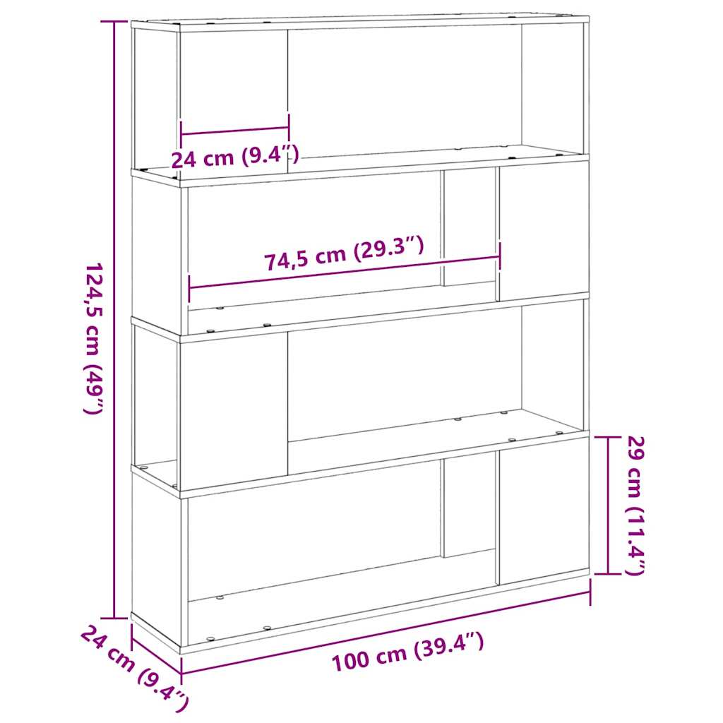 TV Cabinet Set 100 x 24 x 124.5 cm Black Oak Engineered Wood