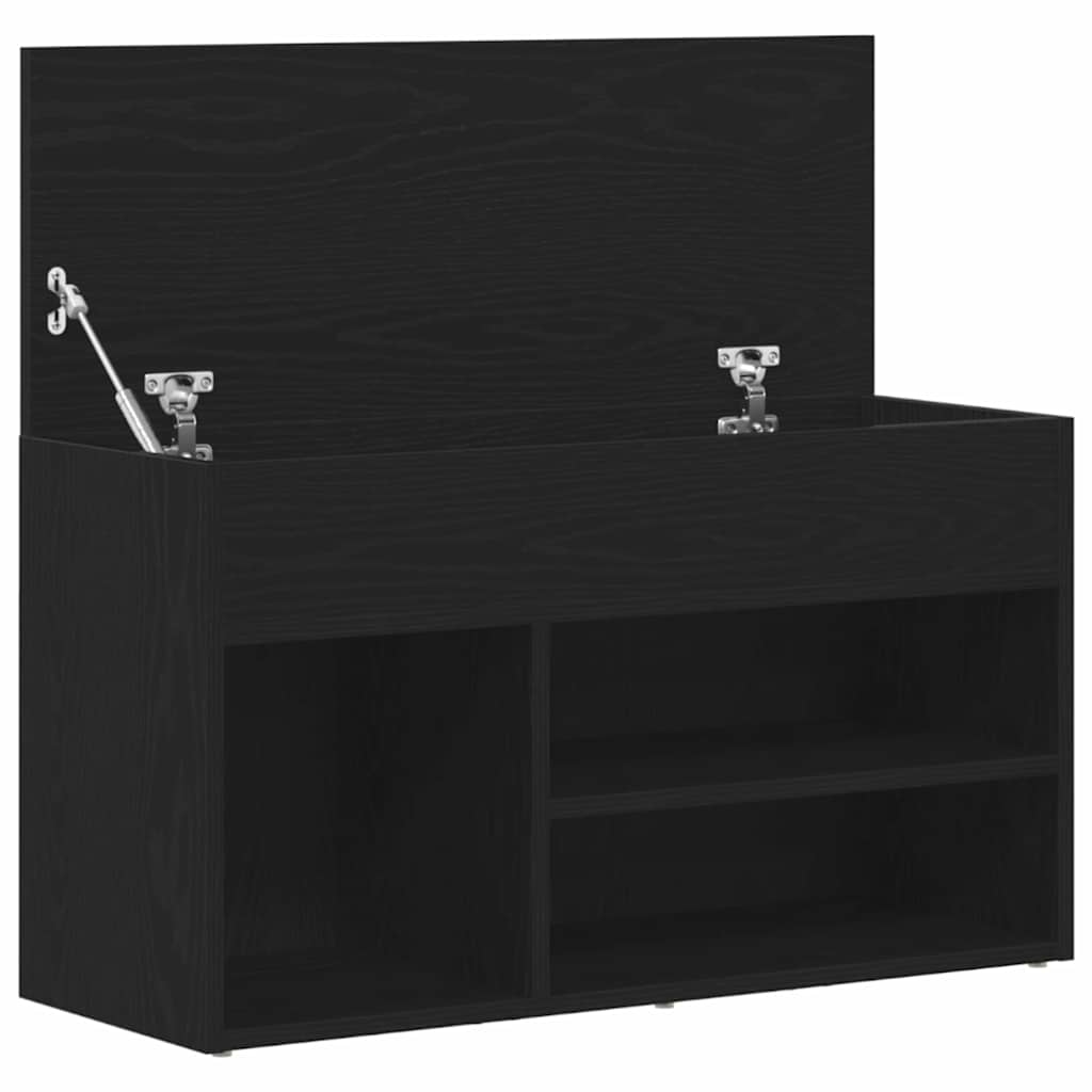 Shoe Bench with Shelf Black oak 80 x 30 x 45 cm Engineered Wood