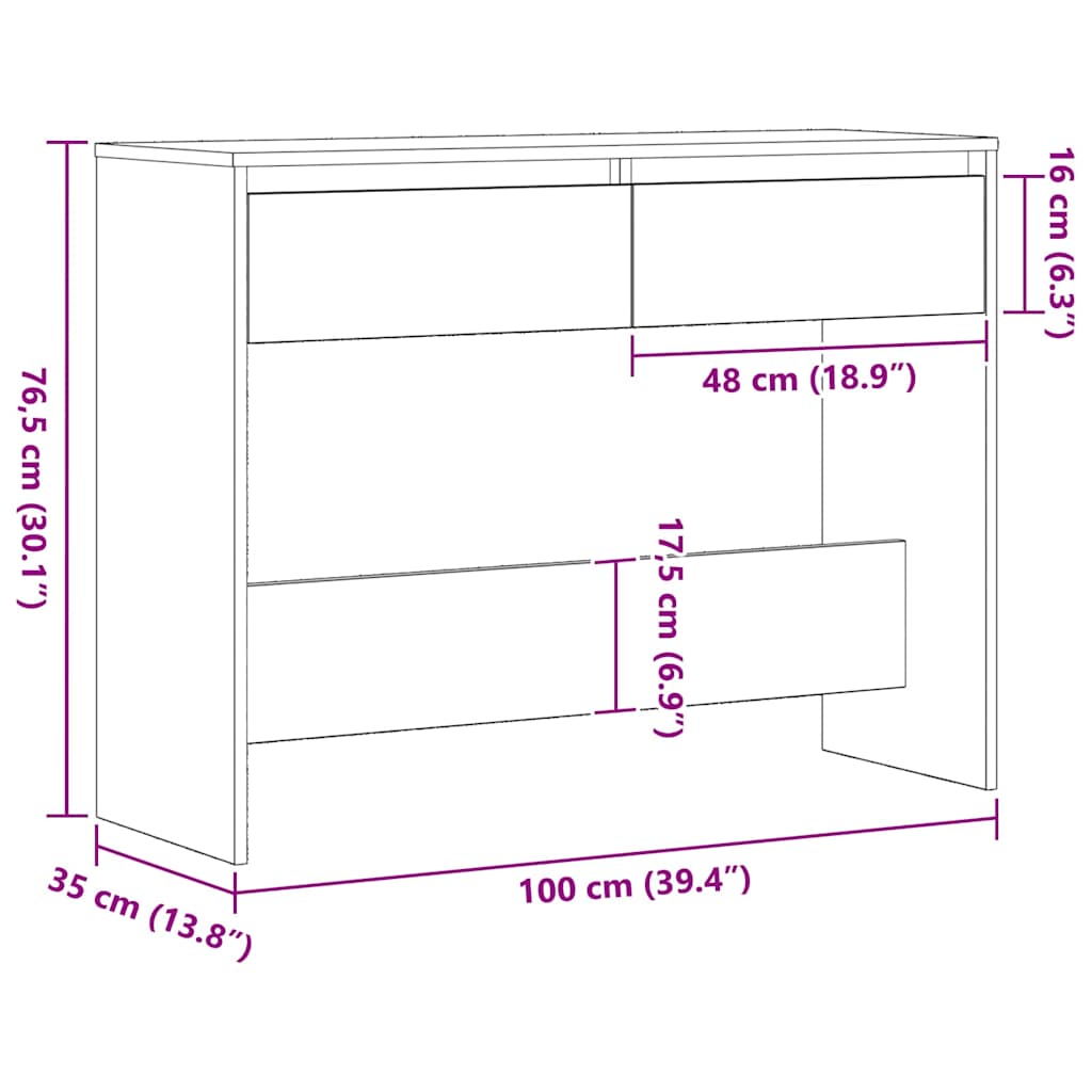 Console Table Black Oak 100 x 35 x 76.5 cm Engineered Wood