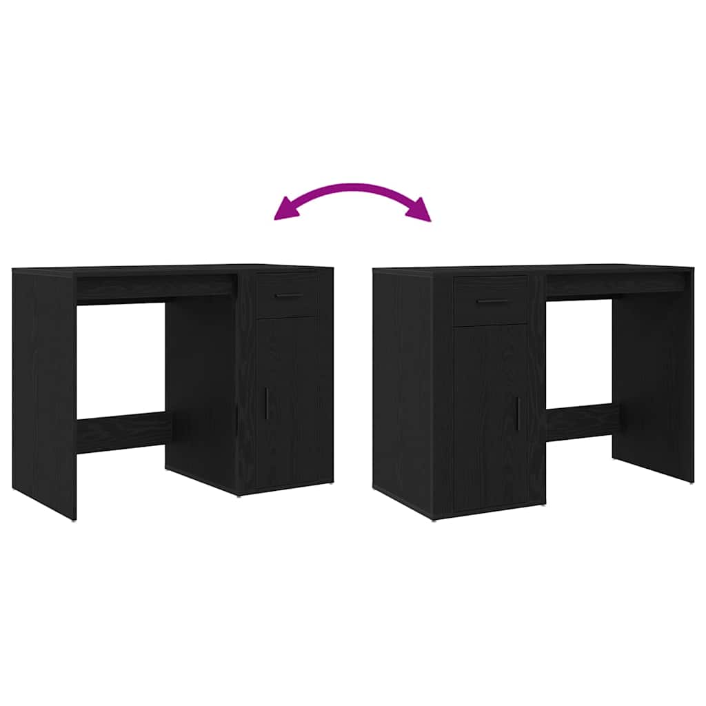 Desk Black Oak 100 x 49 x 74 cm Engineered Wood
