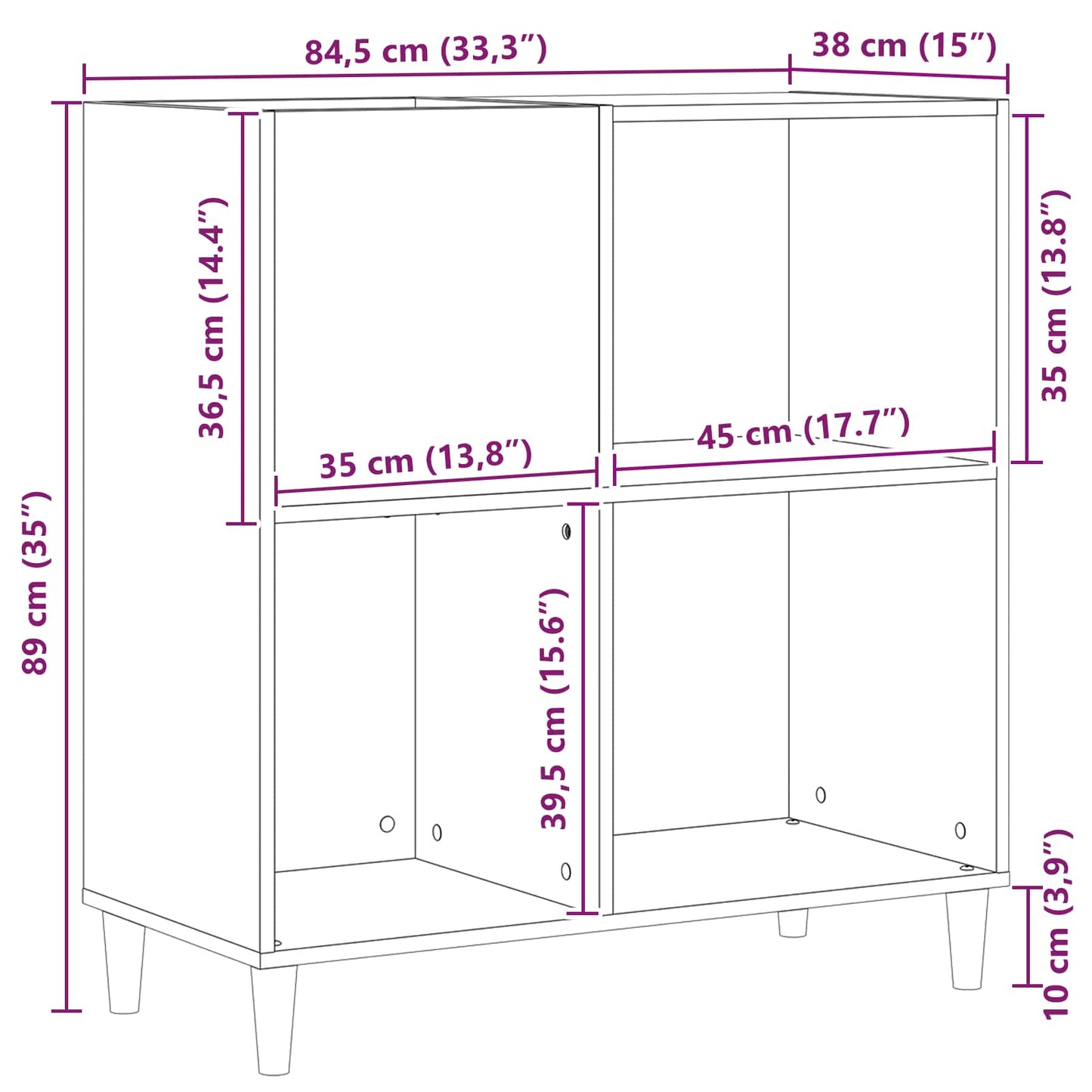 Record Cabinet Black Oak 84.5 x 38 x 89 cm Engineered Wood
