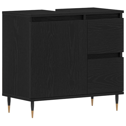Bathroom Cabinet Black Oak 65 x 33 x 60 cm Engineered Wood