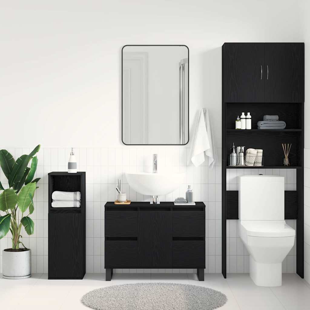 Bathroom Cabinet Black oak 80 x 33 x 60 cm Engineered Wood