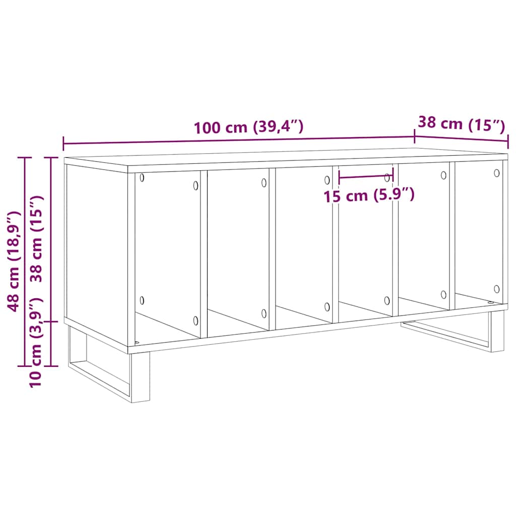 Record Cabinet Old wood 100 x 38 x 48 cm Engineered Wood