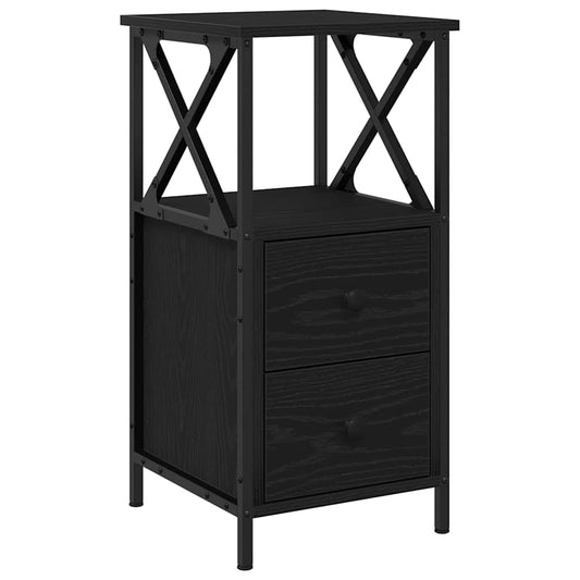 Bedside Cabinet Black Oak 34 x 35.5 x 70 cm Engineered Wood