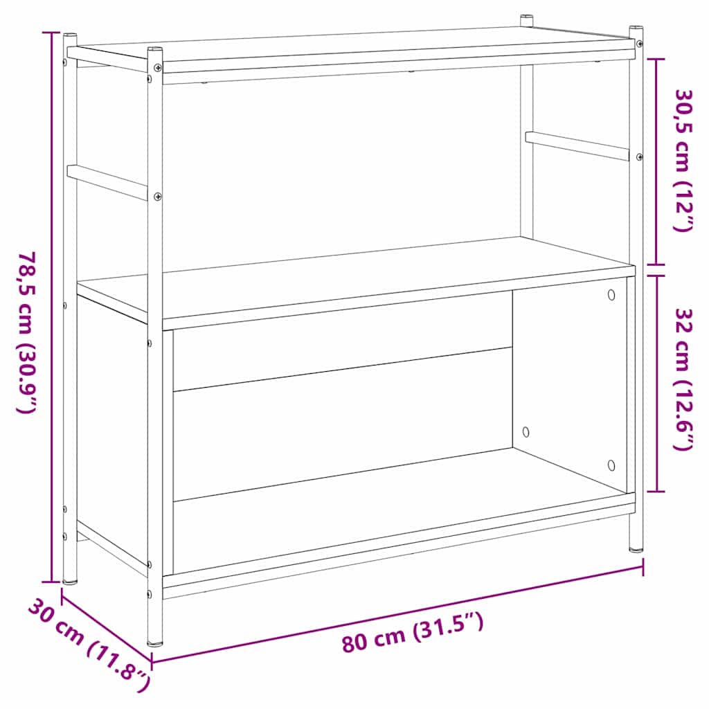 Bookshelf 80 x 30 x 78.5 cm Engineered Wood Smoked Oak