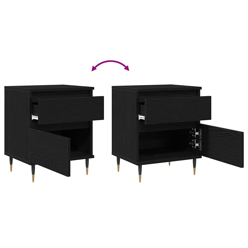 Bedside Cabinet Black Oak 40 x 35 x 50 cm Engineered Wood