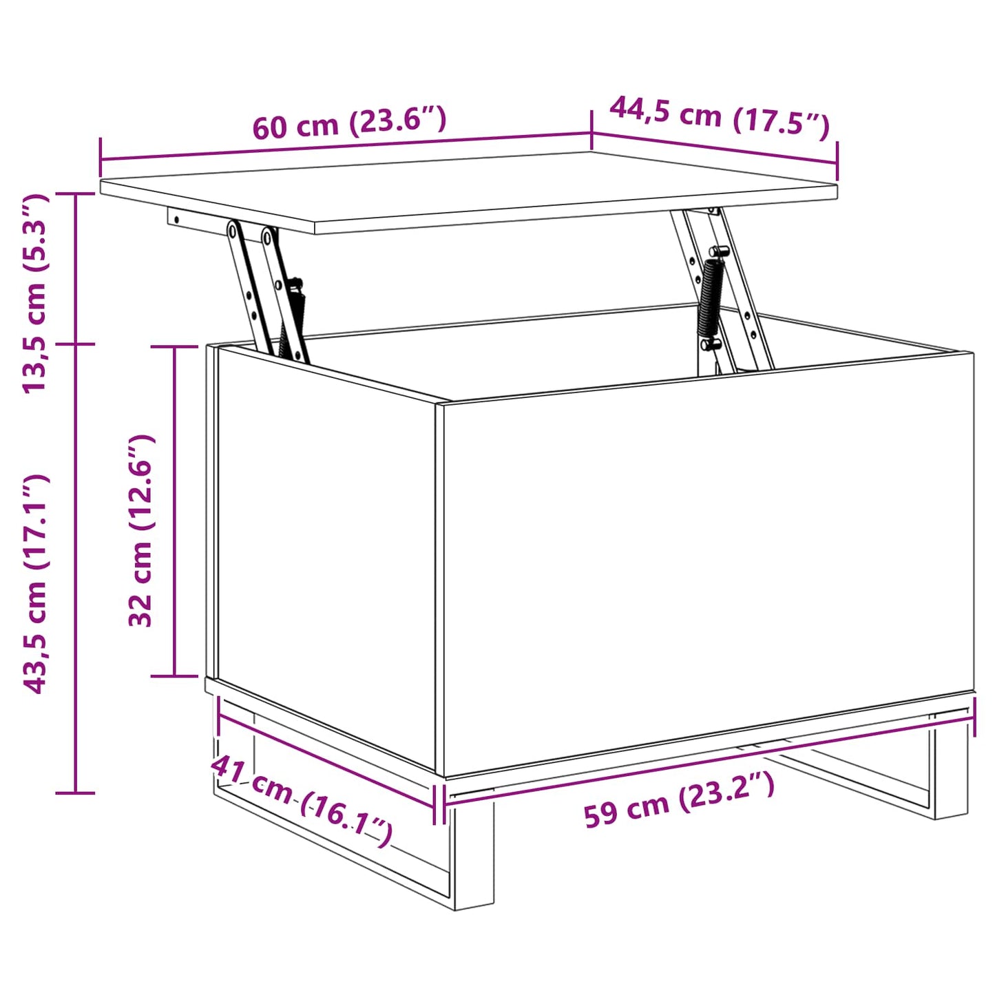 Coffee Table Black Oak 60 x 44.5 x 45 cm