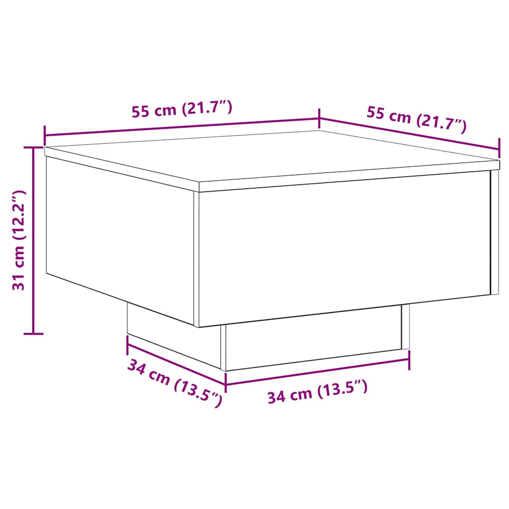 Coffee Table Black Oak 55 x 55 x 31 cm