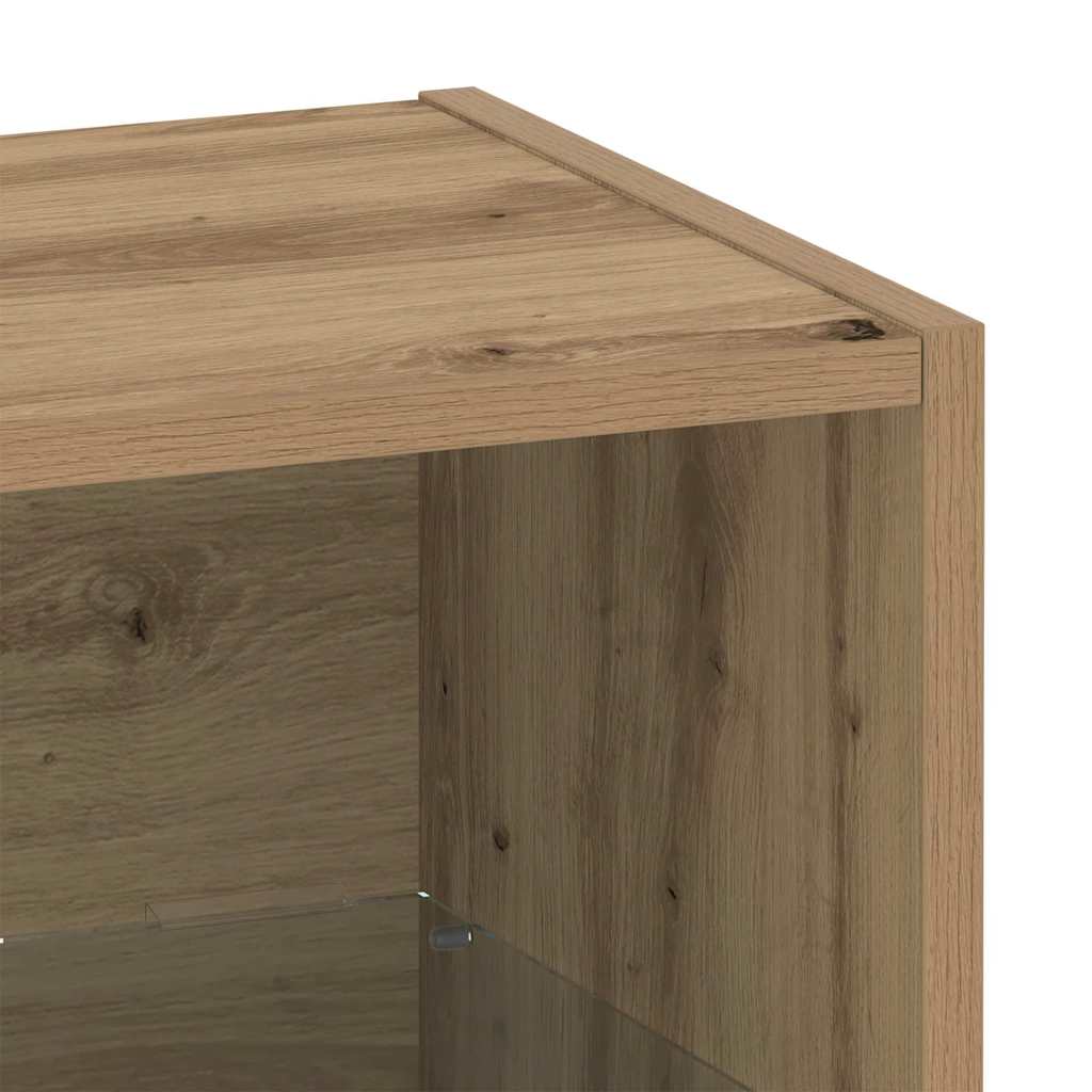 Floating Shelf with LED Light 2 pcs Brown 40 x 28.5 x 40 cm