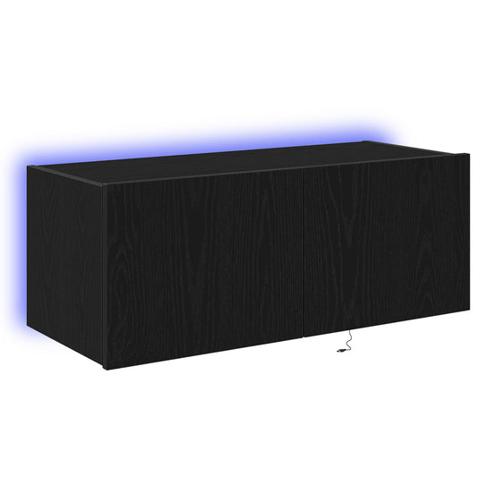 TV Wall Cabinet 80 x 35 x 31 cm Black Oak Engineered Wood