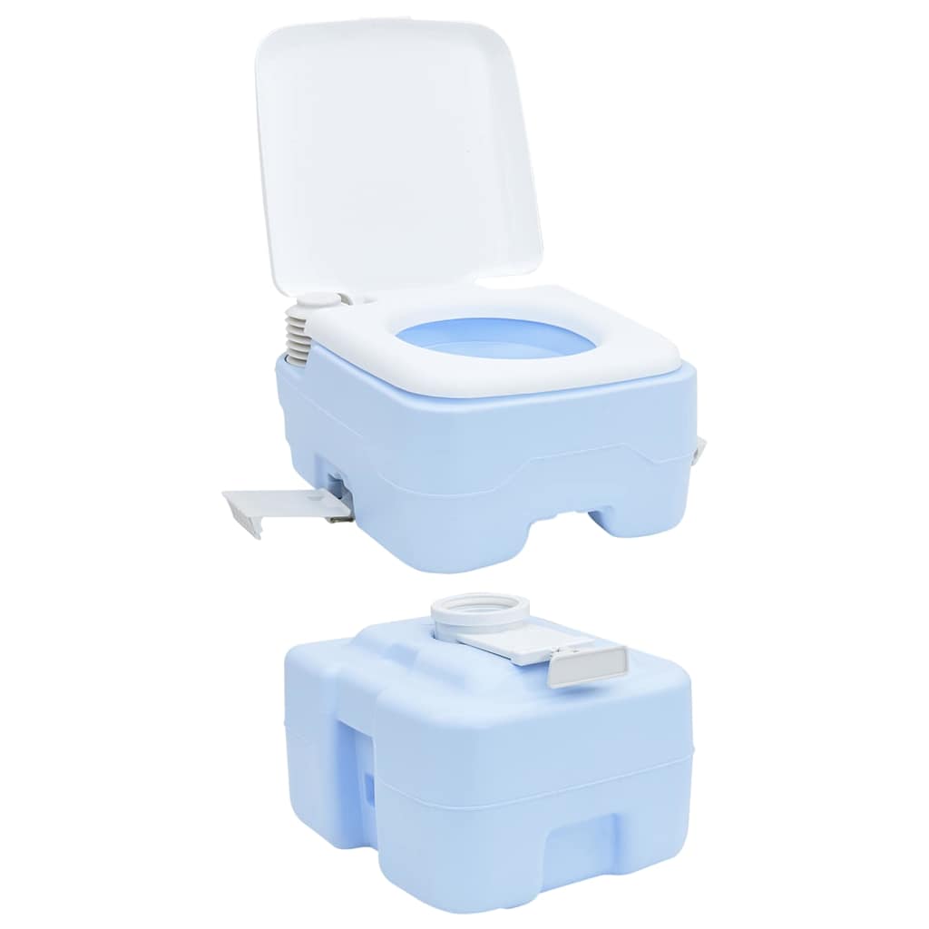 Camping Toilet Manual Light Blue and White 41.5 x 36.5 x 42 cm