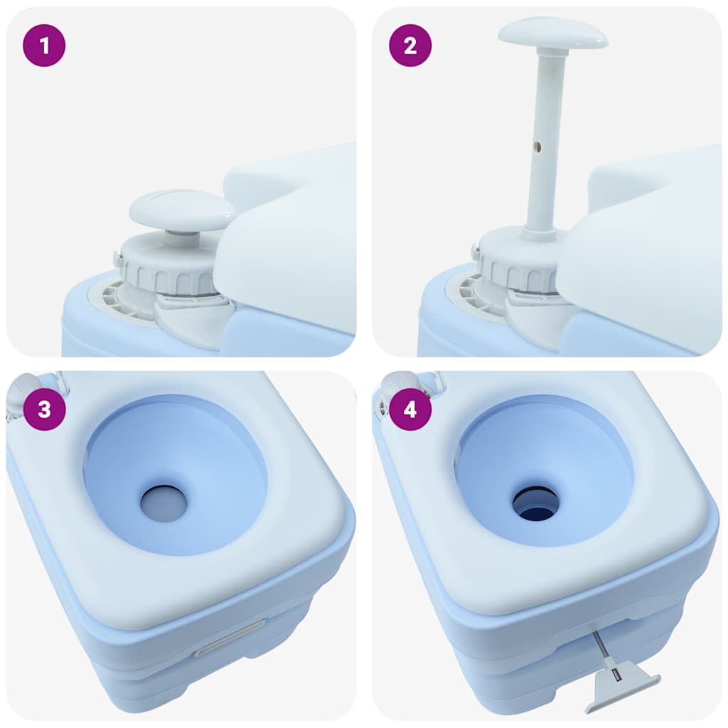 Camping Toilet Manual Light Blue and White 41.5 x 36.5 x 30 cm
