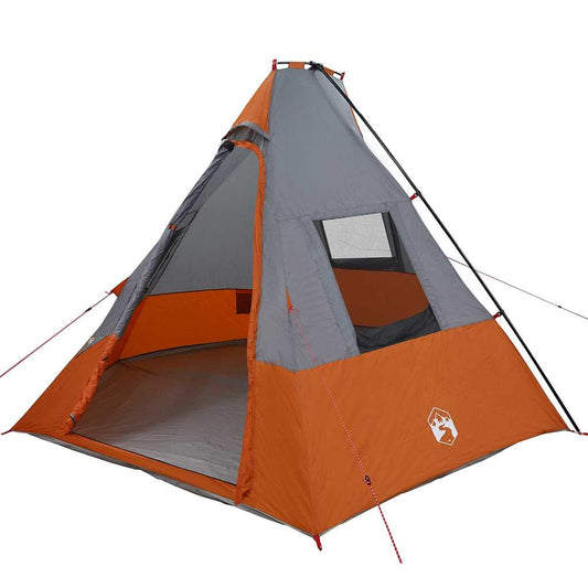 Tipi Tent 6-Person Waterproof Grey and Orange Taffeta