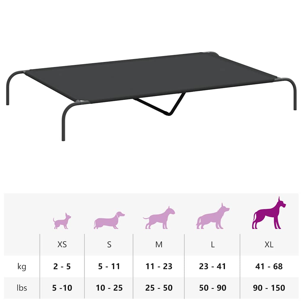 Elevated Dog Bed Black 59.1"x35.4"x7.9" Oxford Fabric and Steel
