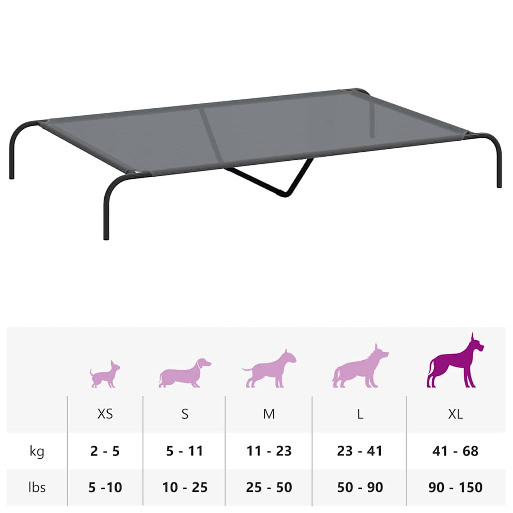 Elevated Dog Bed Grey 150x90x20 cm Textilene and Steel