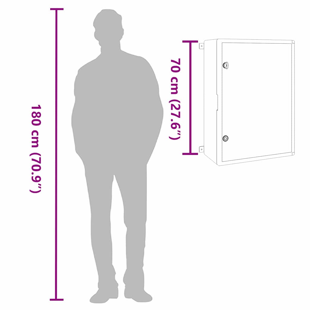 Control Cabinet Grey 57 x 24.5 x 70 cm ABS Plastic