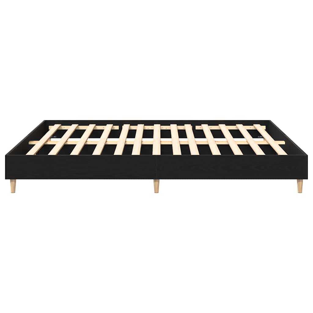 Bed Frame Black oak 200 x 200 cm Engineered wood