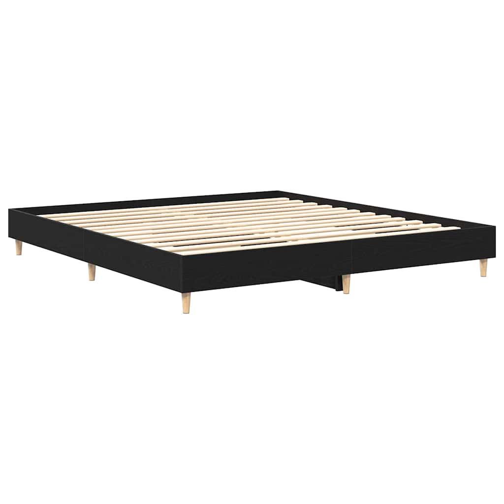 Bed Frame Black Oak 180 x 200 cm Engineered wood