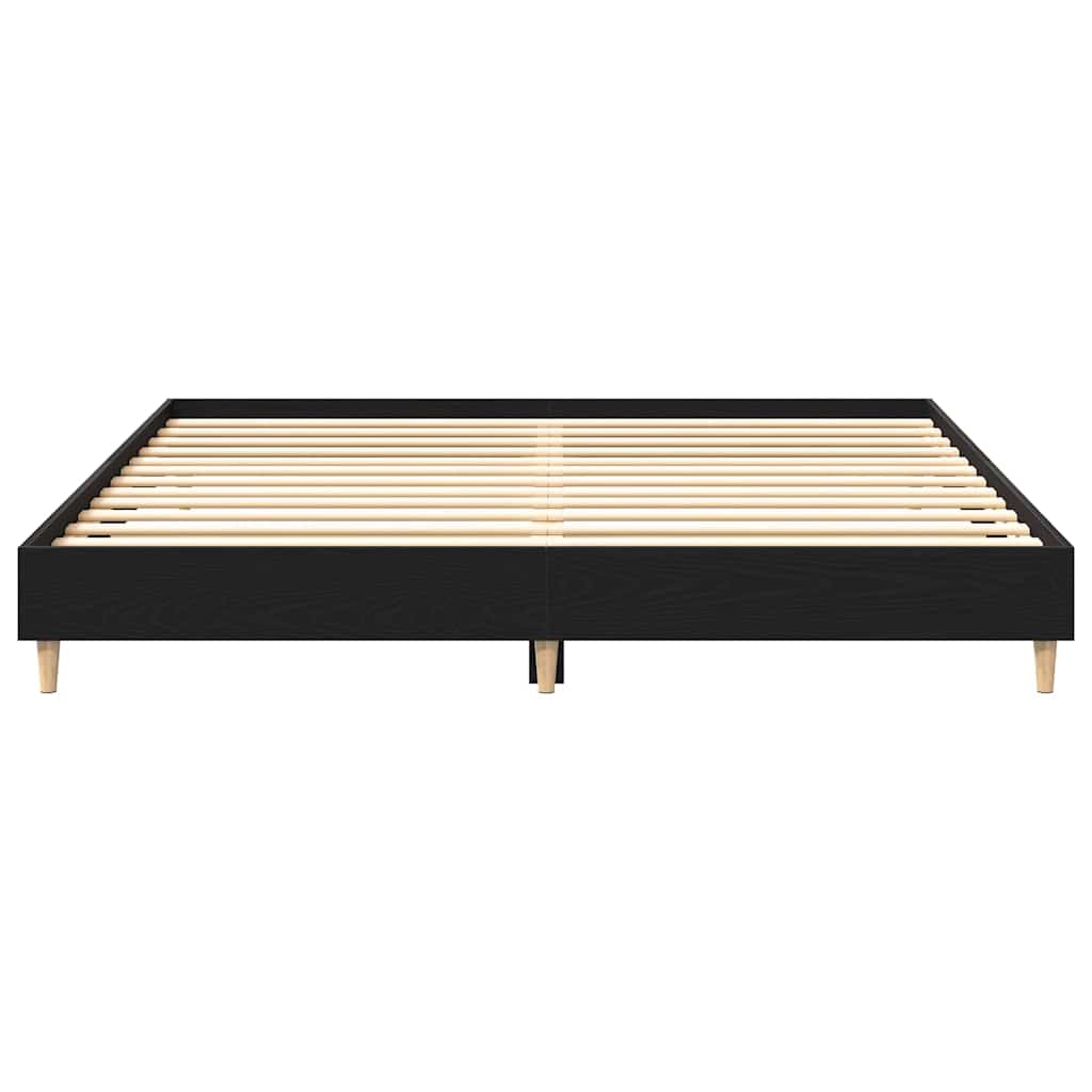 Bed Frame Black Oak 160 x 200 cm Engineered wood