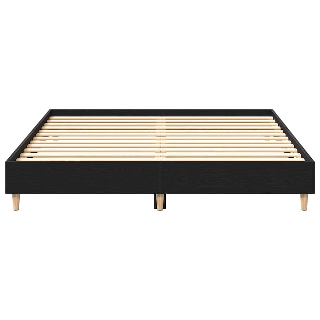 Bed Frame Black Oak 140 x 200 cm Engineered wood