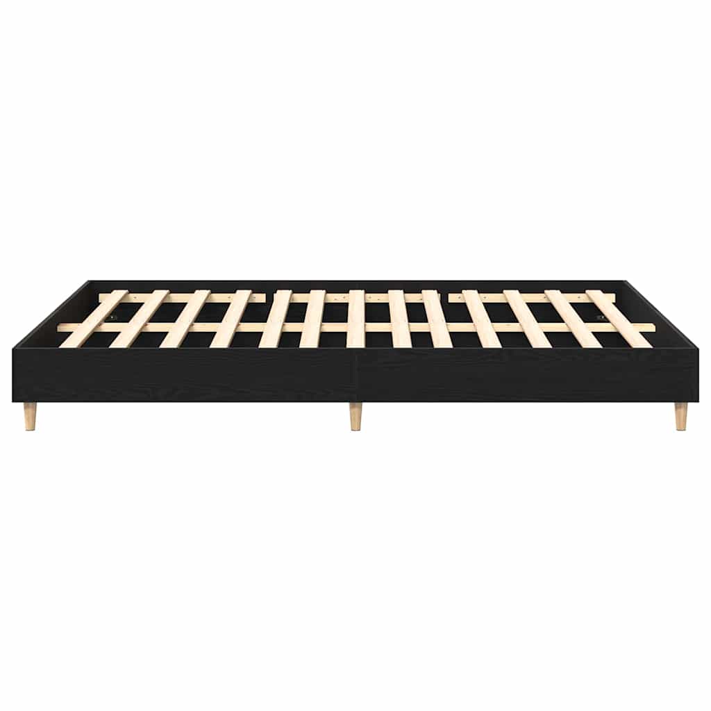Bed Frame Black Oak 140 x 200 cm Engineered wood