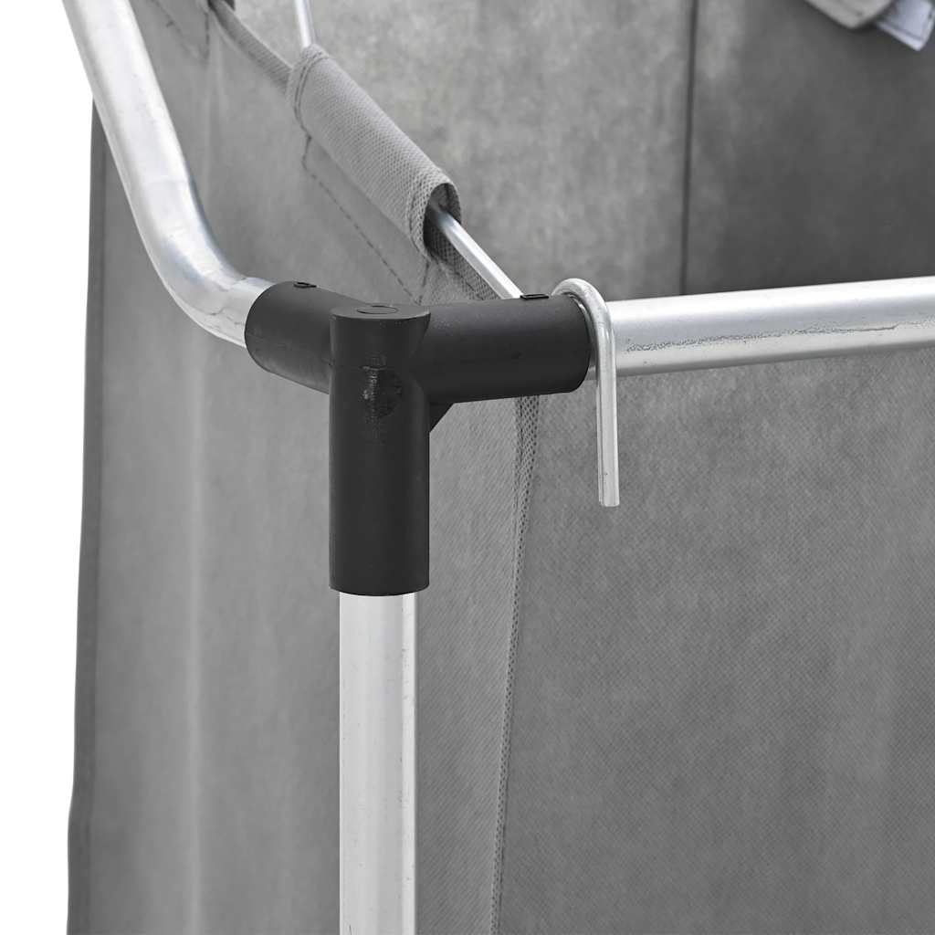 Laundry Basket with Wheels 3 Compartments Grey