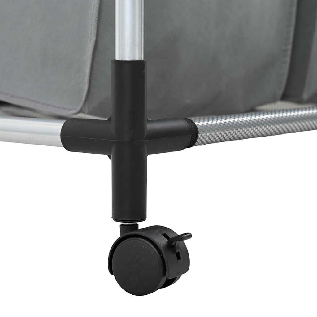 Laundry Basket with Wheels 3 Compartments Grey
