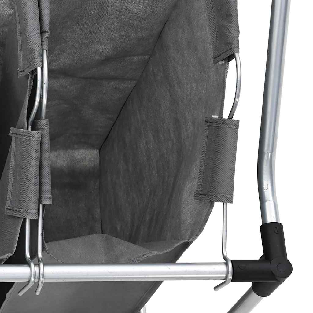 Laundry Basket with Wheels 4 Compartments Grey