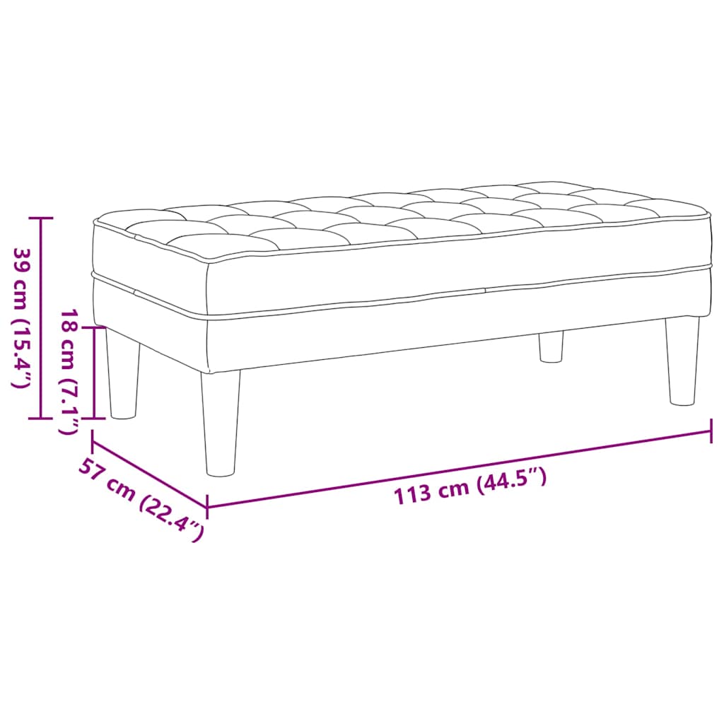 Bench with Cushion Dark Grey 44.49 x 22.44 x 15.35 in Fabric