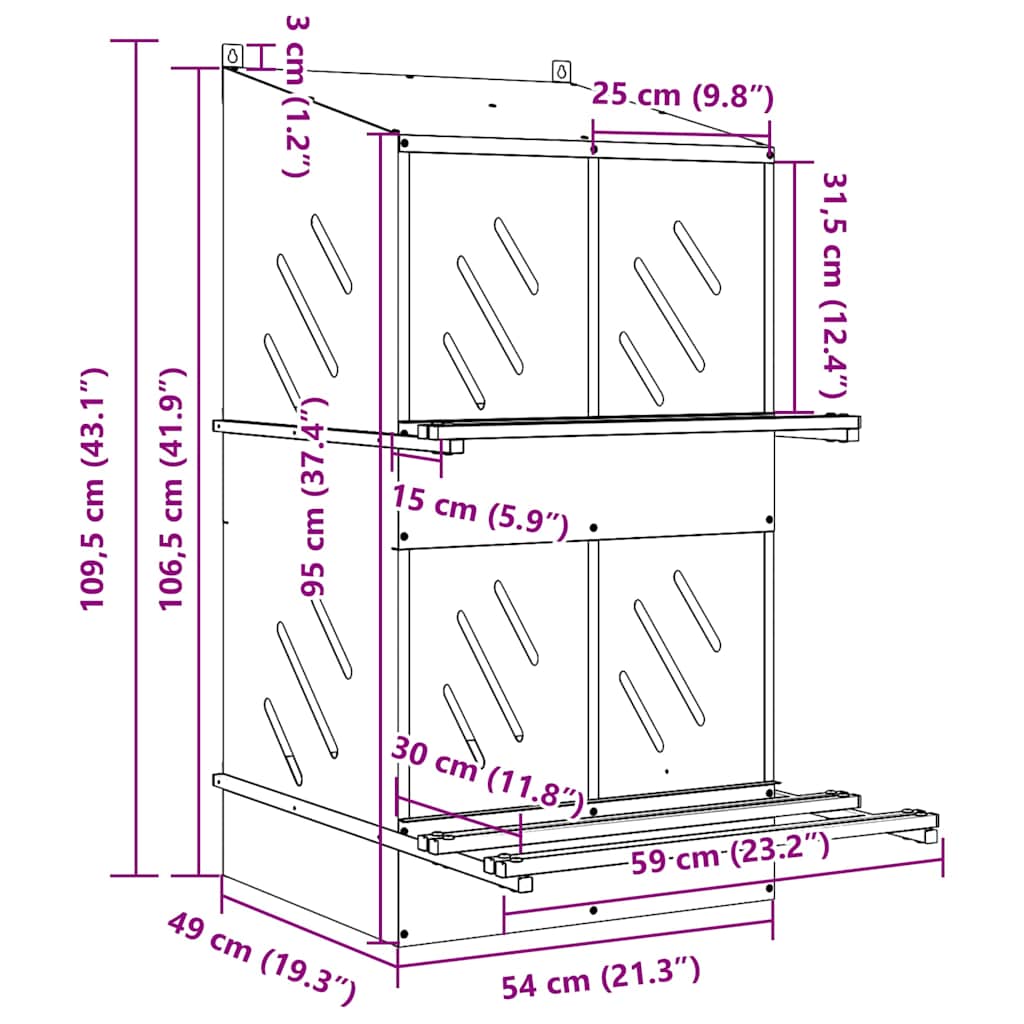 Chicken Nesting Box with 4 Compartments Galvanized Silver Metal
