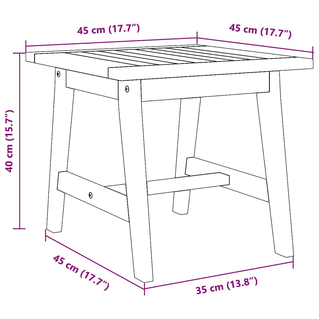 Side Table Oil Natural 45 x 45 x 40 cm Solid Acacia Wood