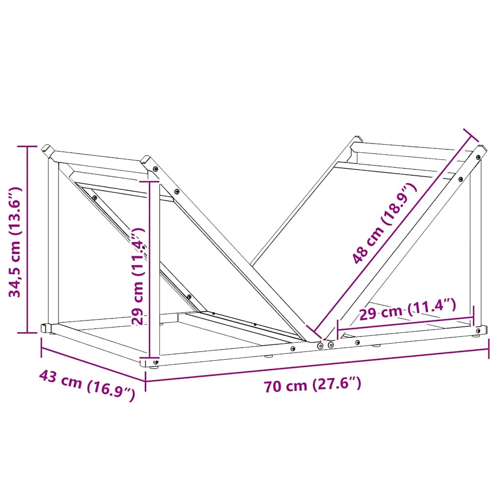 Firewood Rack White 70x43x34.5 cm Cold-rolled steel