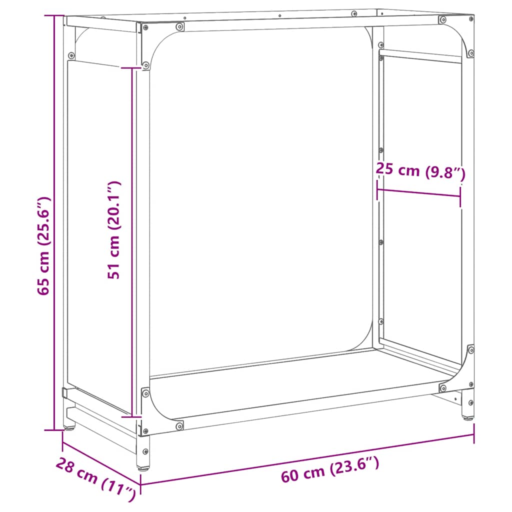 Firewood Rack Anthracite 60x28x65 cm Cold-rolled steel