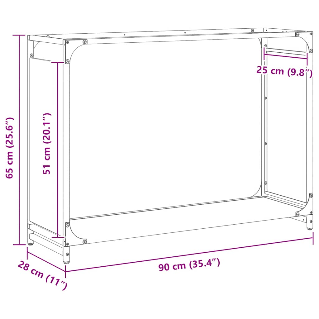 Firewood Rack White 90x28x65 cm Cold-rolled steel