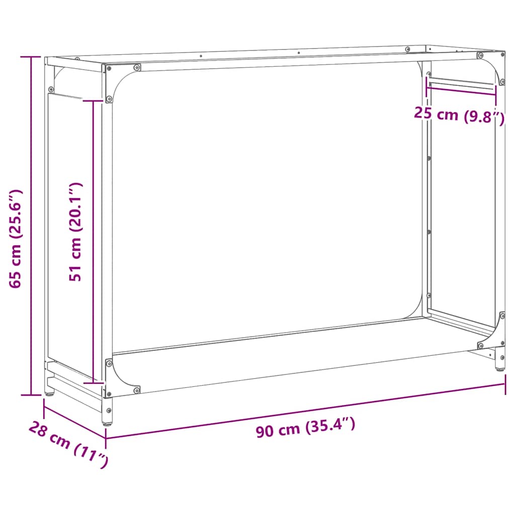 Firewood Rack Anthracite 90x28x65 cm Cold-rolled steel