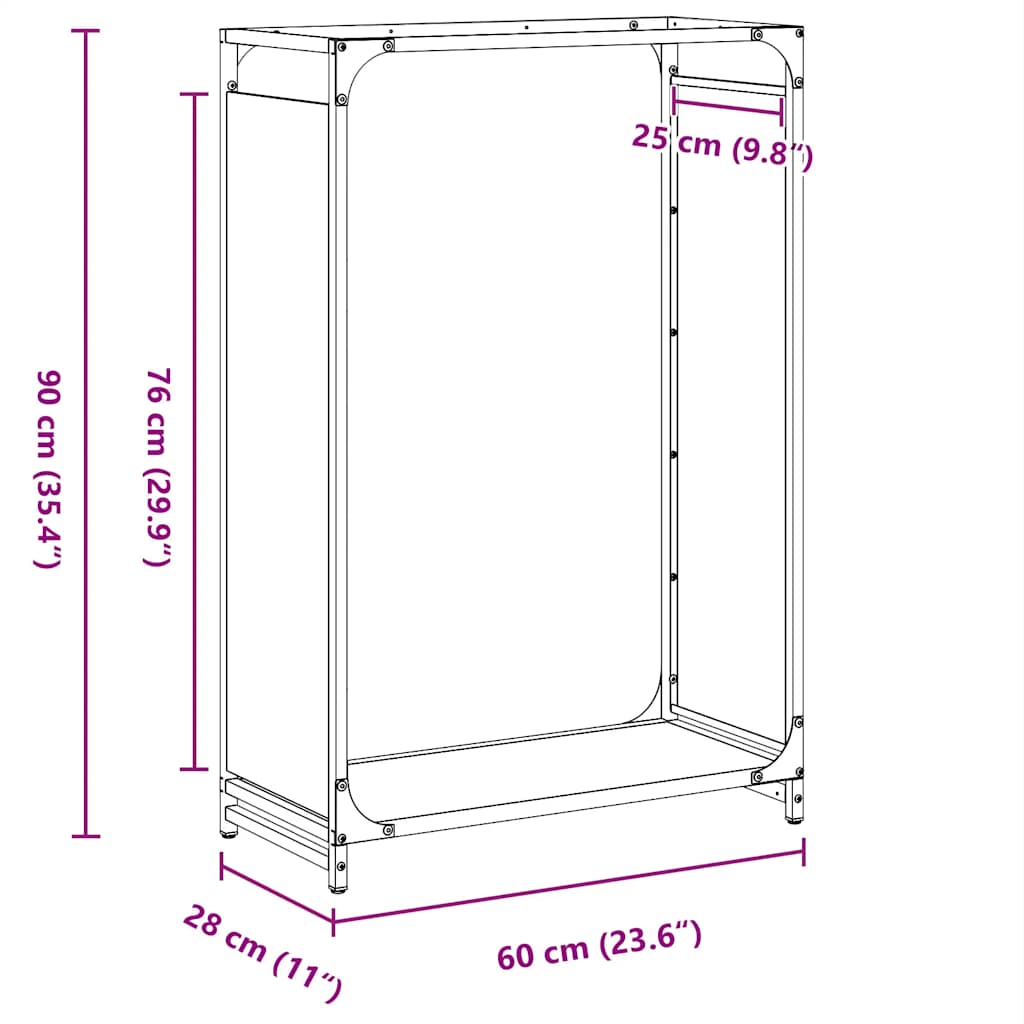 Firewood Rack Black 60x28x90 cm Cold-rolled steel