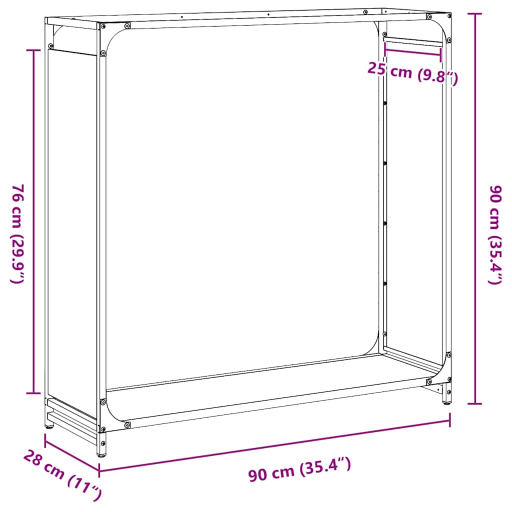 Firewood Rack Black 90x28x90 cm Cold-rolled steel