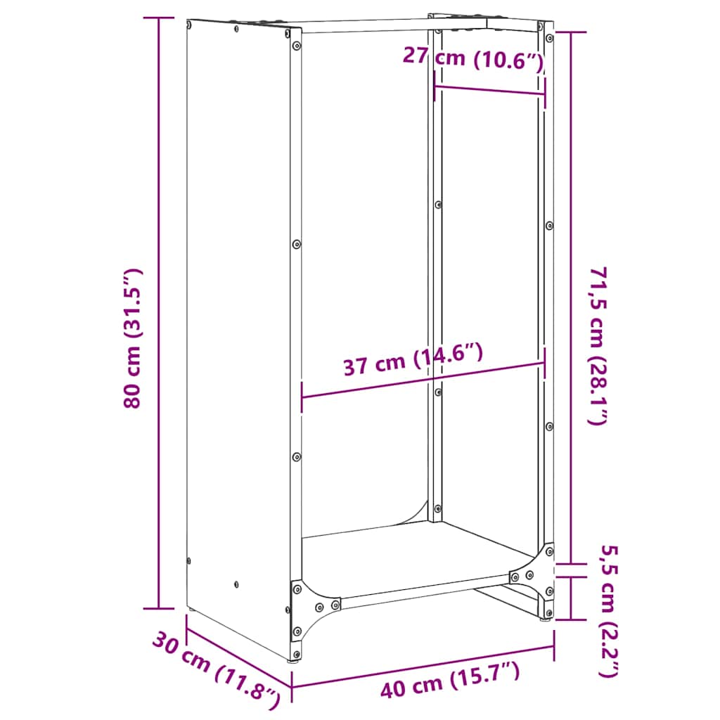 Firewood Rack 40x30x80 cm Stainless Steel