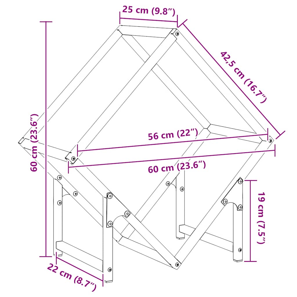 Firewood Rack White 60x25x60 cm Cold-rolled steel