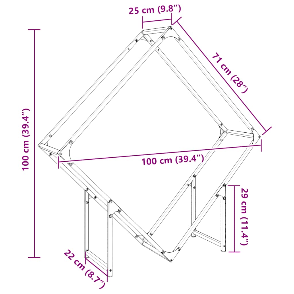 Firewood Rack White 100x25x100 cm Cold-rolled steel
