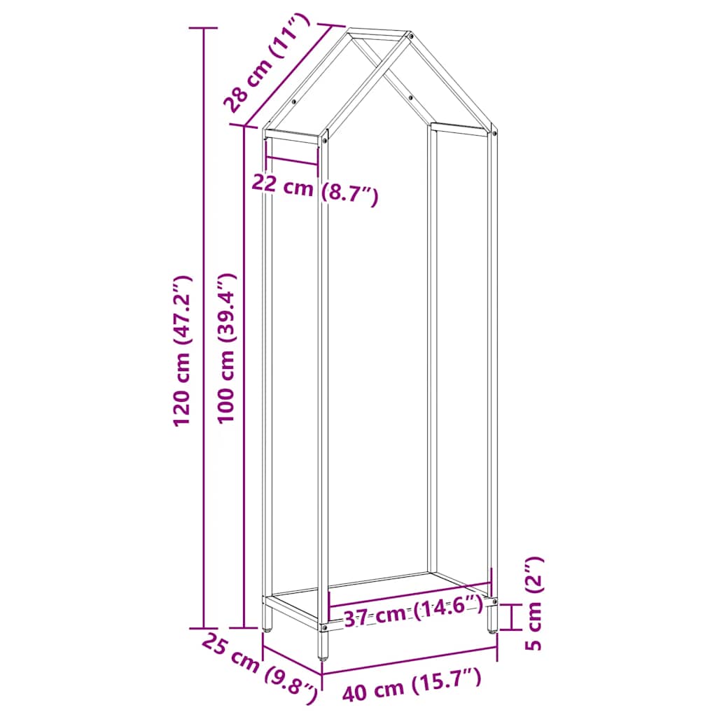Firewood Rack Olive Green 40x25x120 cm Cold-rolled steel